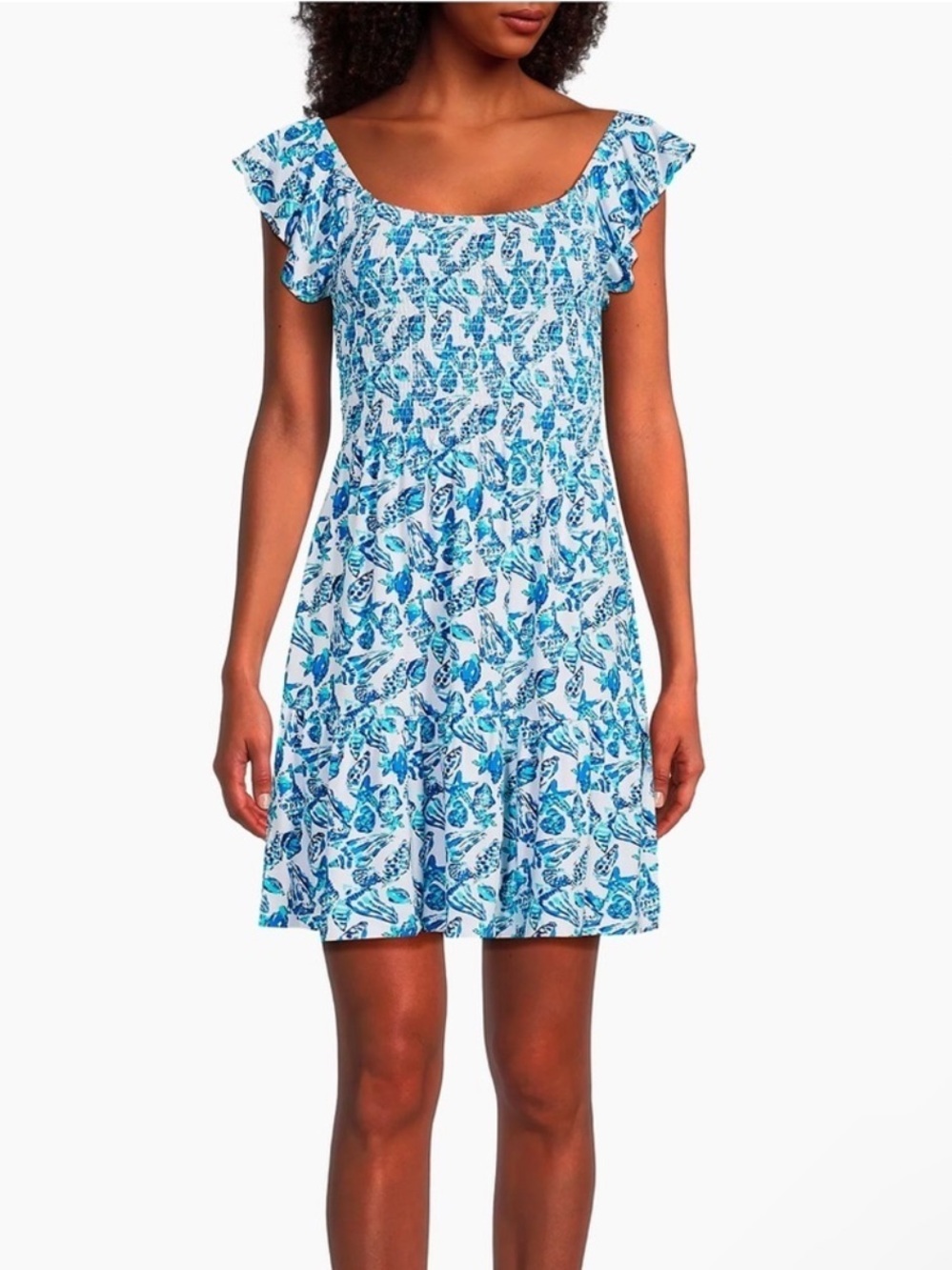 Lilly Pulitzer Jilly Smocked Tiered Dress Small Resort White Shell Collector